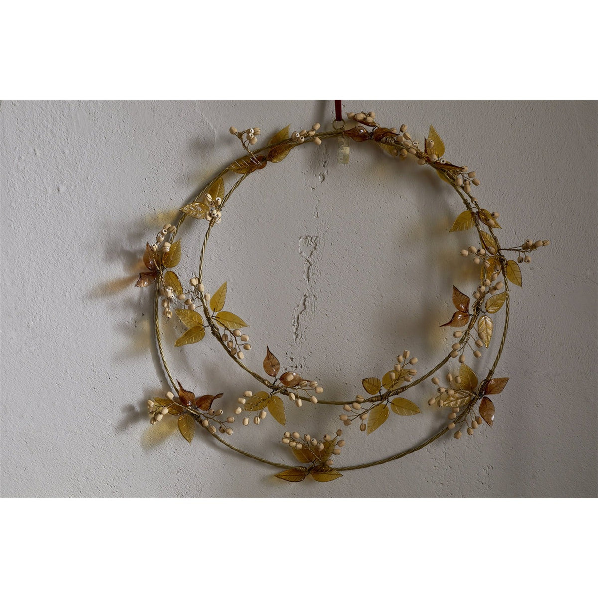 Parili Large Glass Leaf Christmas Wreath - Ochre