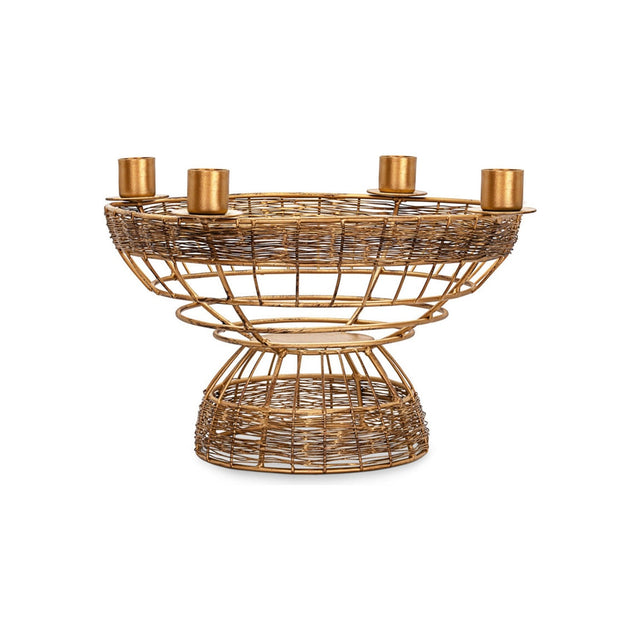 Sangala Wire Christmas Candle Holder - Antique Brass