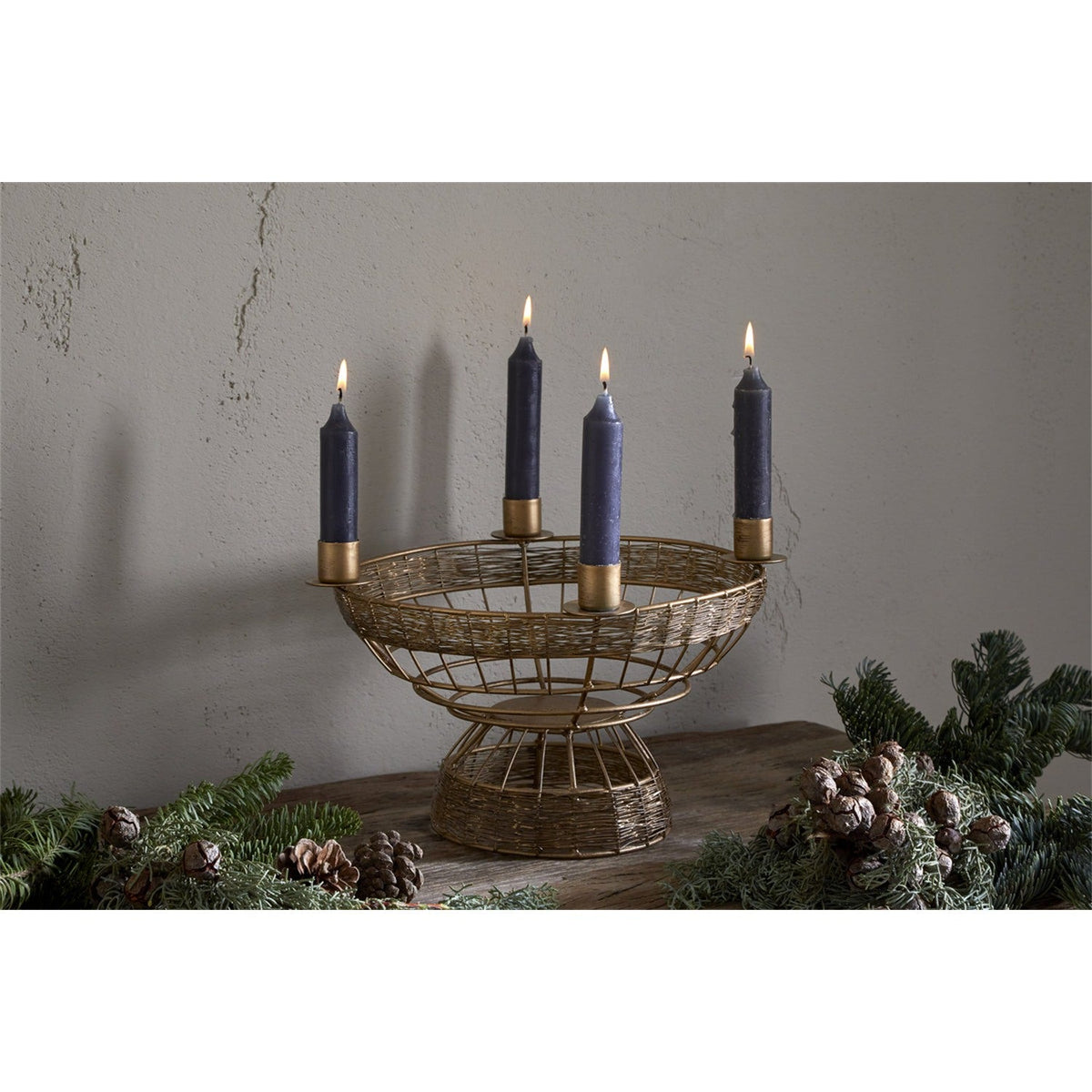 Sangala Wire Christmas Candle Holder - Antique Brass
