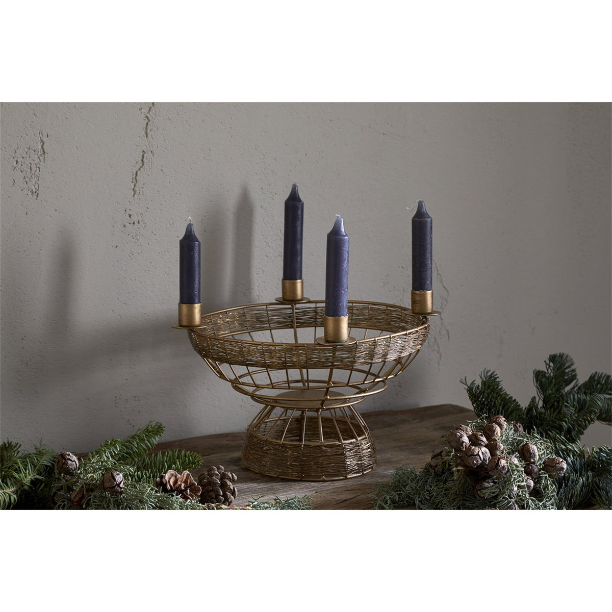 Sangala Wire Christmas Candle Holder - Antique Brass
