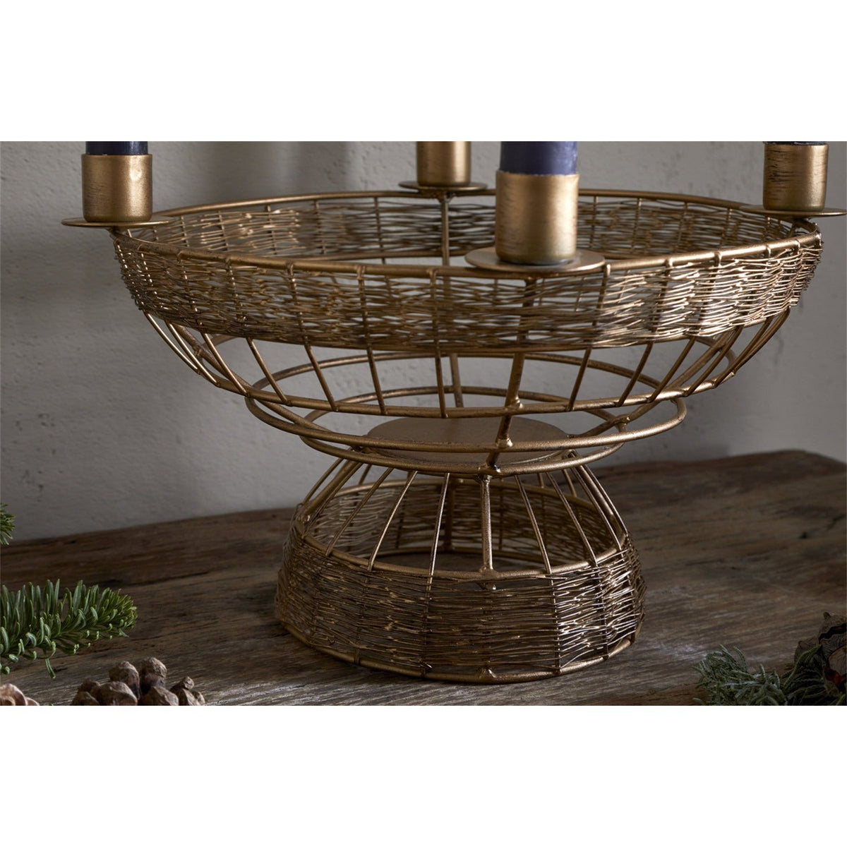 Sangala Wire Christmas Candle Holder - Antique Brass