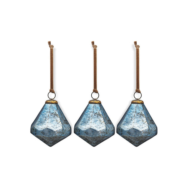 Vikula Recycled Glass Baubles - Sea Foam - Set of 3