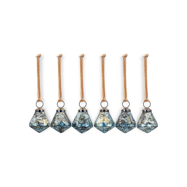 Vikula Recycled Glass Baubles - Sea Foam - Set of 6