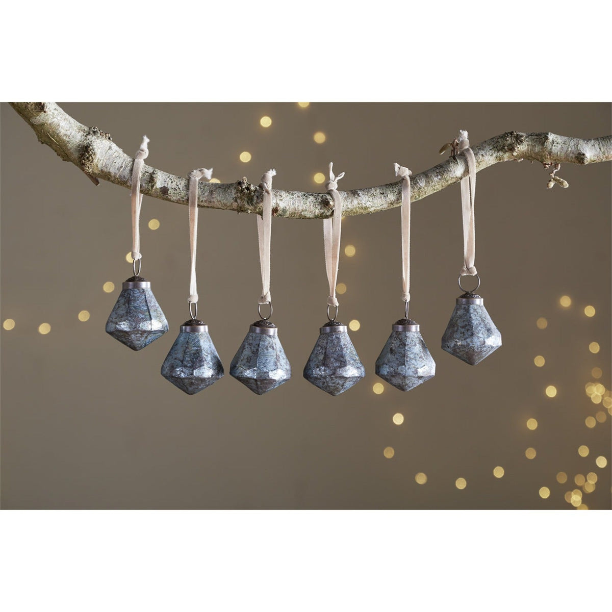 Vikula Recycled Glass Baubles - Sea Foam - Set of 6