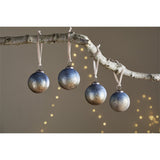 Pasali Recycled Glass Baubles - Blue Smoke - Set of 4