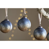 Pasali Recycled Glass Baubles - Blue Smoke - Set of 4