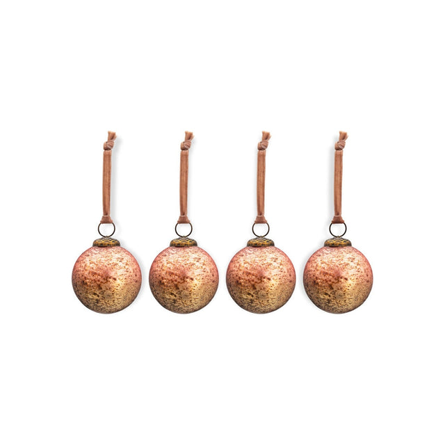 Pasali Recycled Glass Baubles - Copper Smoke - Set of 4