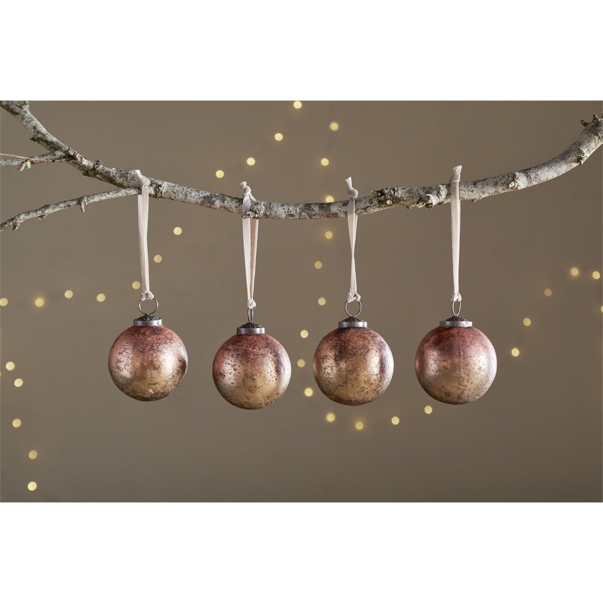 Pasali Recycled Glass Baubles - Copper Smoke - Set of 4
