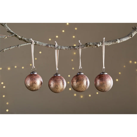Pasali Recycled Glass Baubles - Copper Smoke - Set of 4