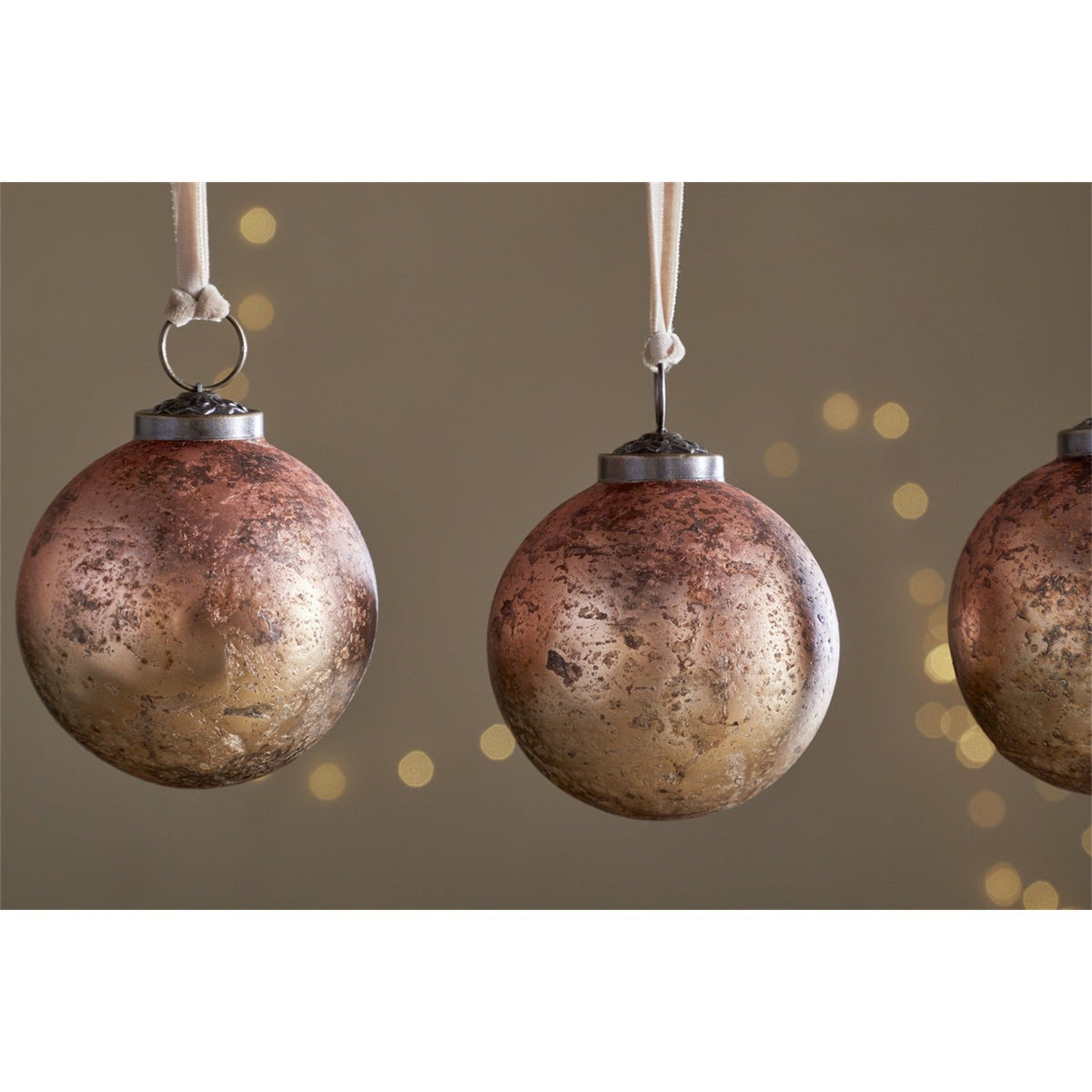 Pasali Recycled Glass Baubles - Copper Smoke - Set of 4