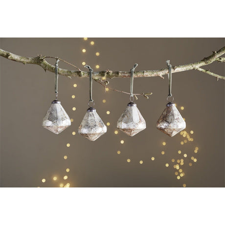 Tuala Recycled Glass Baubles - Silver Rust - Set of 4