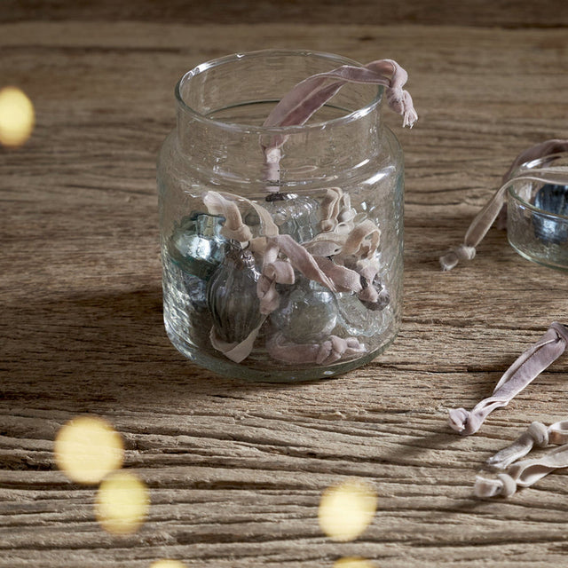 Adisa Jar of Baubles - Antique Teal & Clear - Set of 16