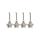 Riyara Glass Star Baubles - Silver Sparkle - Set of 4