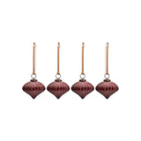 Nagala Ribbed Glass Baubles - Merlot - Set of 4
