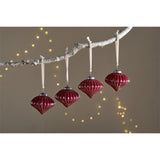 Nagala Ribbed Glass Baubles - Merlot - Set of 4