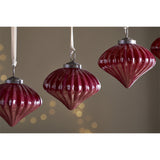 Nagala Ribbed Glass Baubles - Merlot - Set of 4