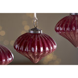Nagala Ribbed Glass Baubles - Merlot - Set of 4
