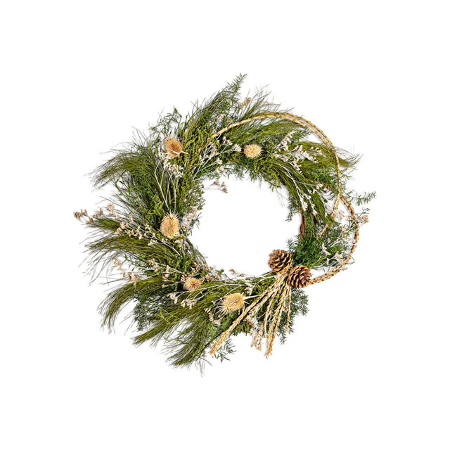 Adiela Thistle Christmas Wreath - Natural & Moss