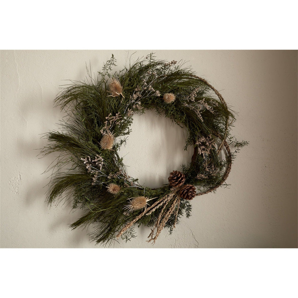 Adiela Thistle Christmas Wreath - Natural & Moss