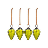 Khela Teardrop Recycled Glass Baubles - Moss - Set of 4
