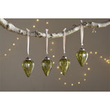 Khela Teardrop Recycled Glass Baubles - Moss - Set of 4