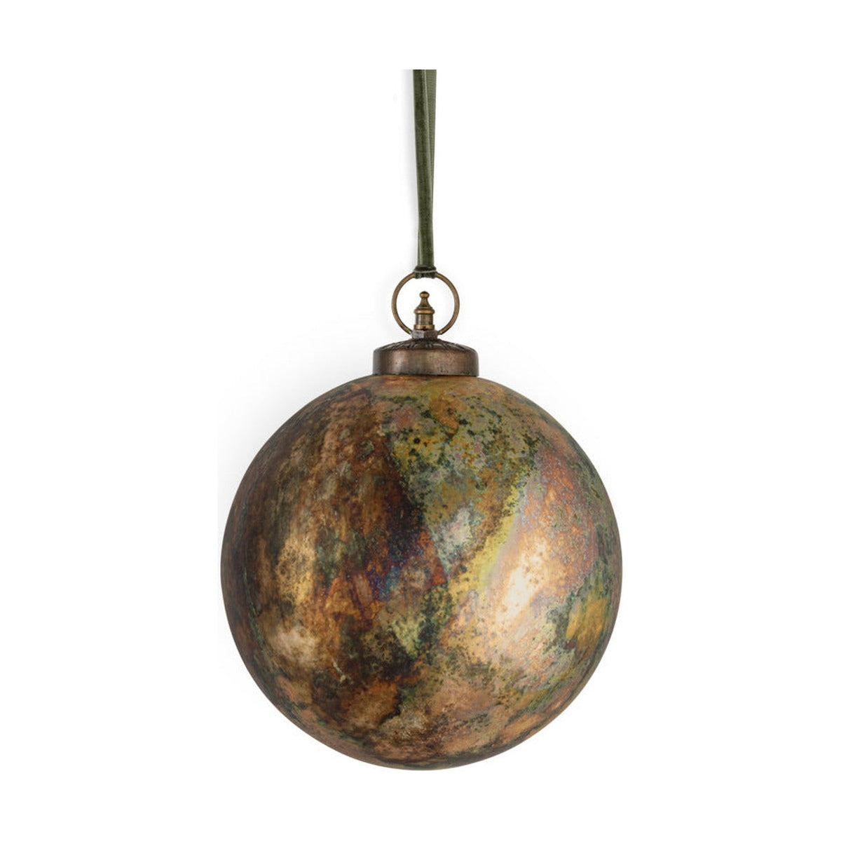 Mavu Large Giant Glass Bauble - Rustic Bronze & Petrol