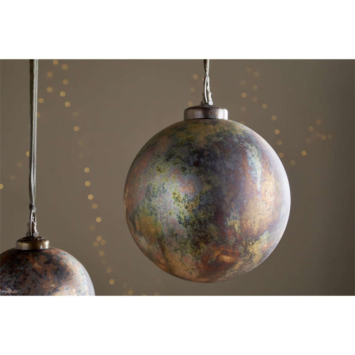 Mavu Large Giant Glass Bauble - Rustic Bronze & Petrol