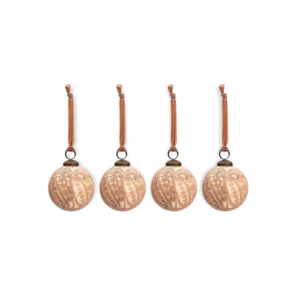 Kecci Etched Glass Baubles - Antique Pink - Set of 4