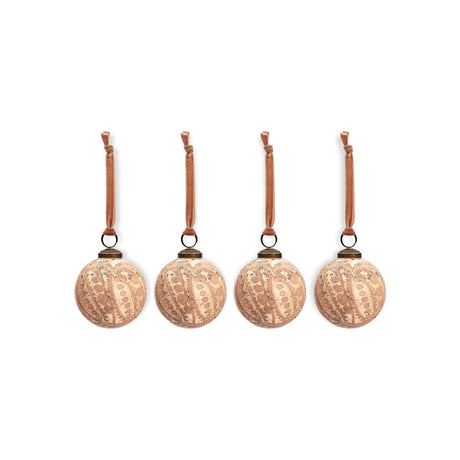 Kecci Etched Glass Baubles - Antique Pink - Set of 4