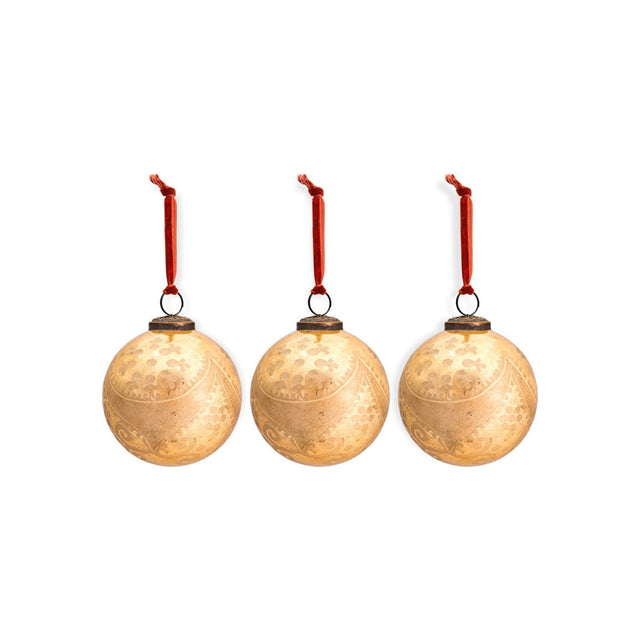 Kecci Glass Baubles - Antique Champagne - Set of 3