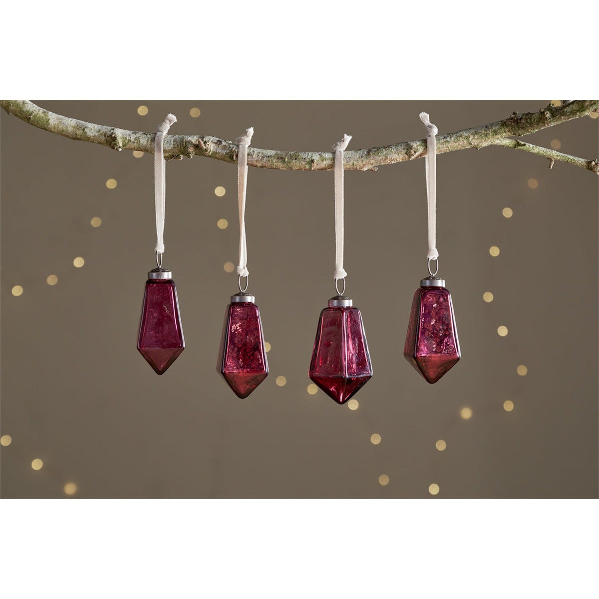 Ratnam Faceted Glass Baubles - Mixed Merlot - Set of 4