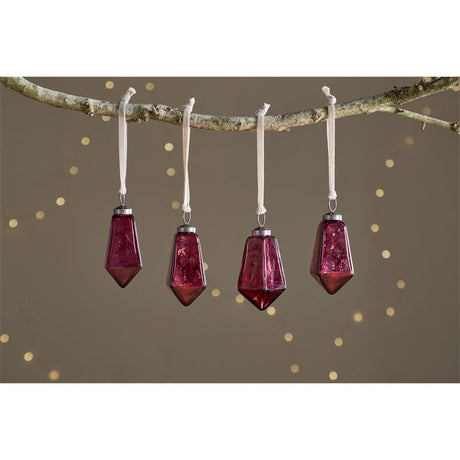 Ratnam Faceted Glass Baubles - Mixed Merlot - Set of 4