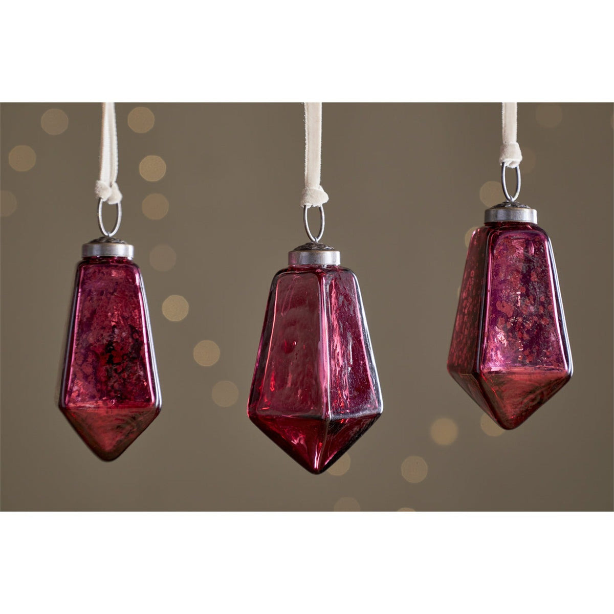 Ratnam Faceted Glass Baubles - Mixed Merlot - Set of 4