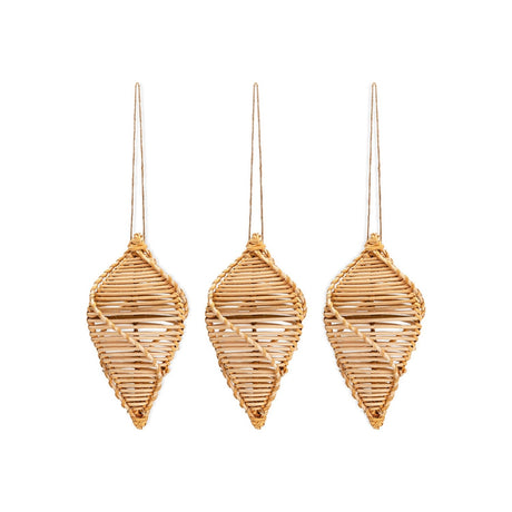 Sempala Spiral Wicker Baubles - Natural - Set of 3