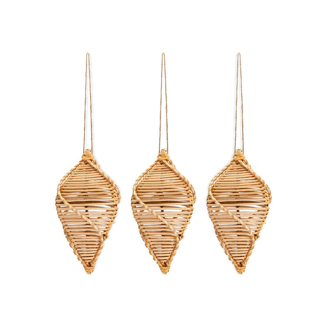 Sempala Spiral Wicker Baubles - Natural - Set of 3