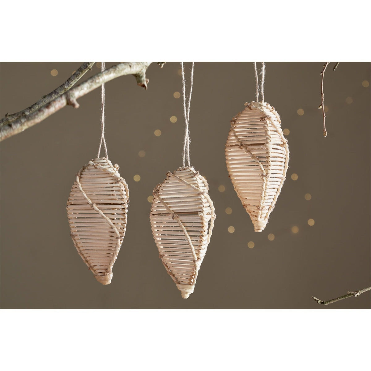 Sempala Spiral Wicker Baubles - Natural - Set of 3