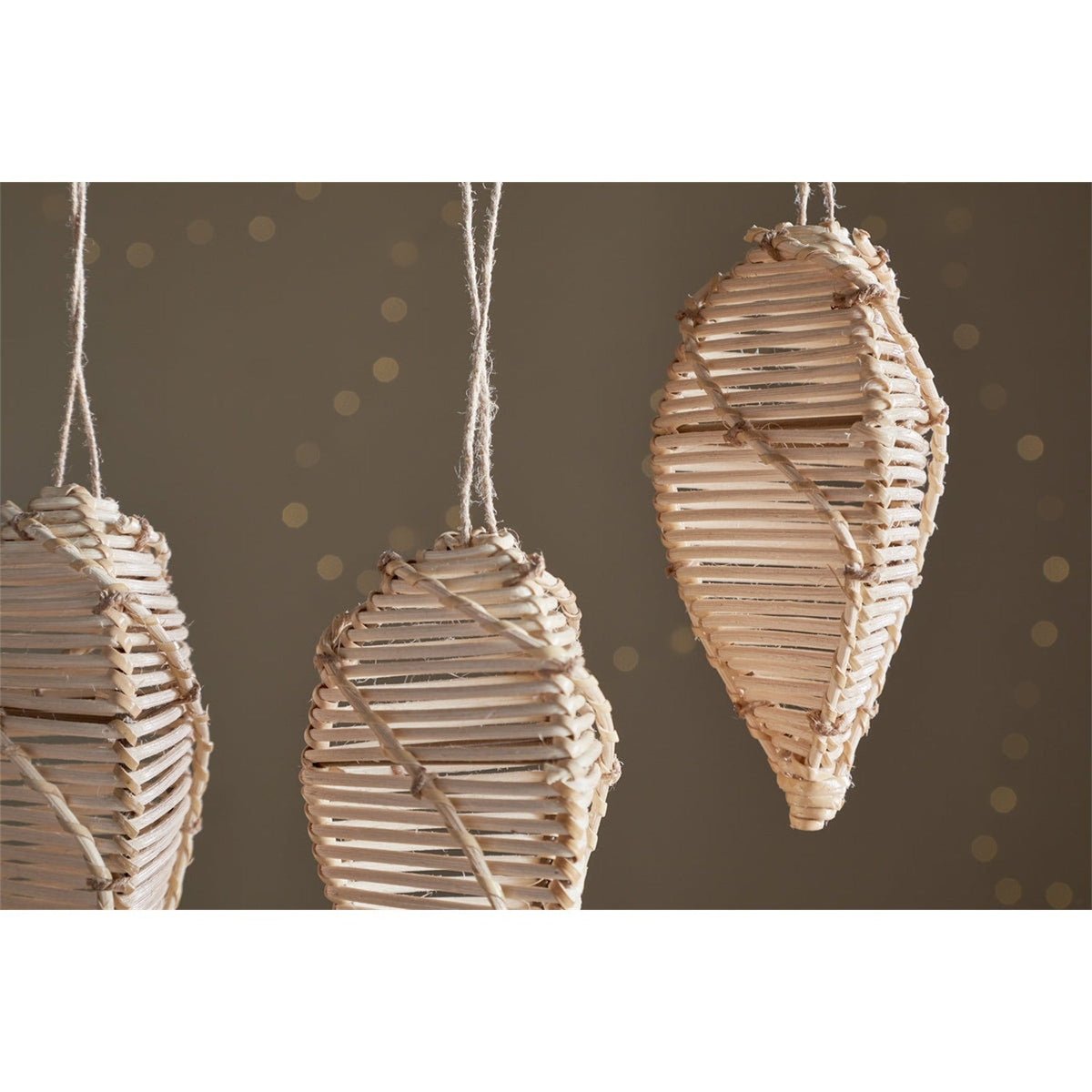 Sempala Spiral Wicker Baubles - Natural - Set of 3