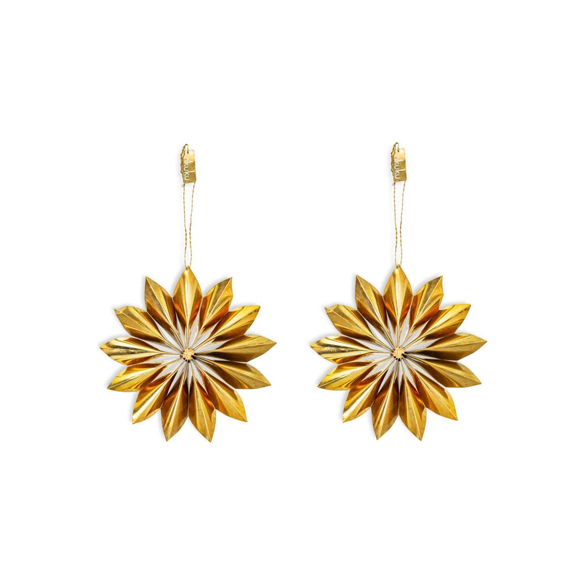 Amata Brass Star Baubles - Antique Brass - Set of 2