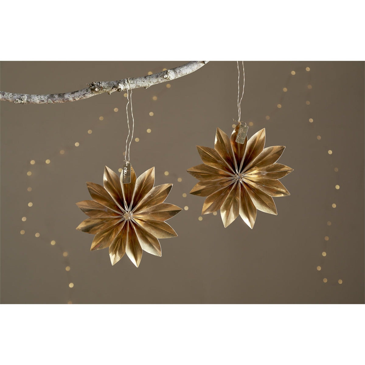 Amata Brass Star Baubles - Antique Brass - Set of 2