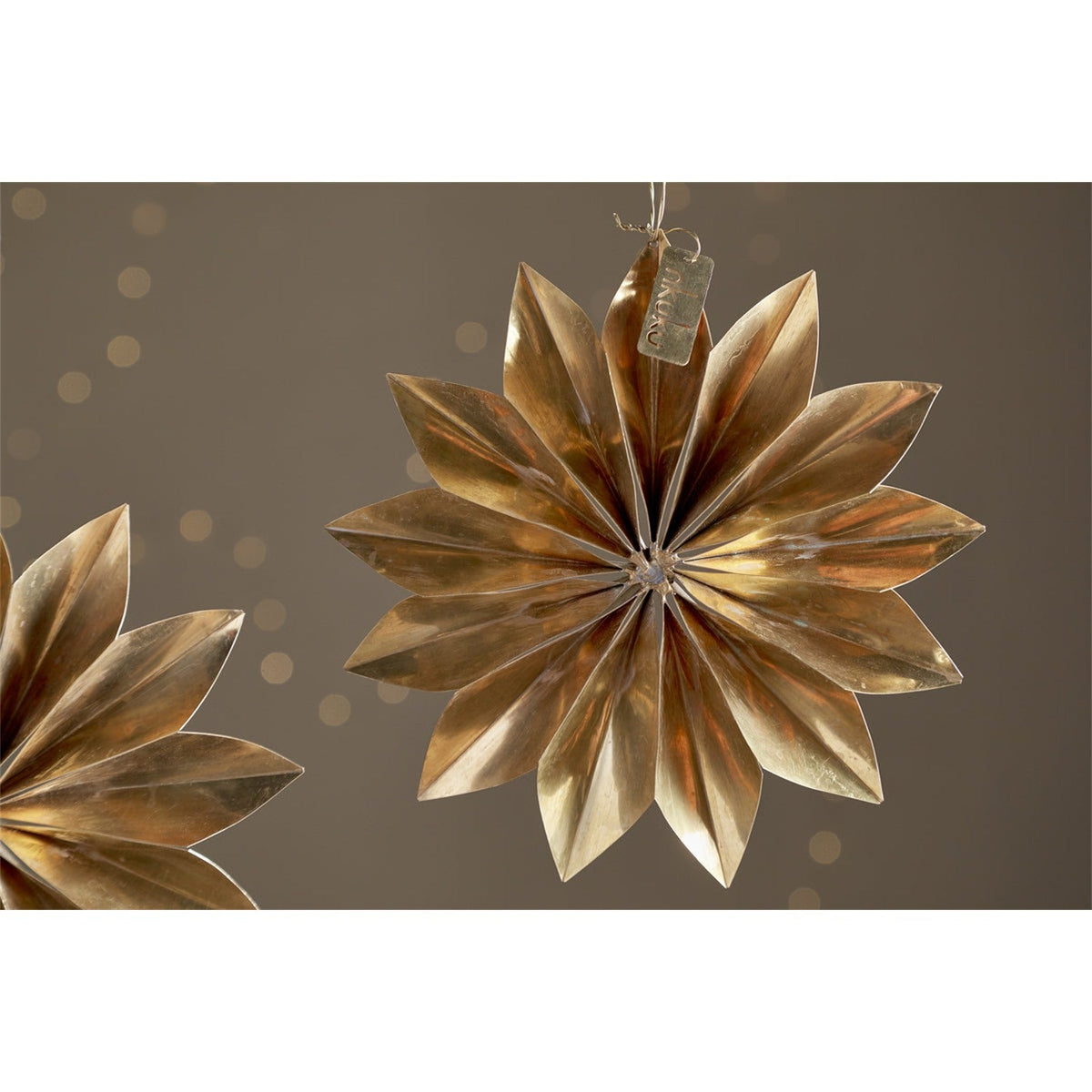 Amata Brass Star Baubles - Antique Brass - Set of 2