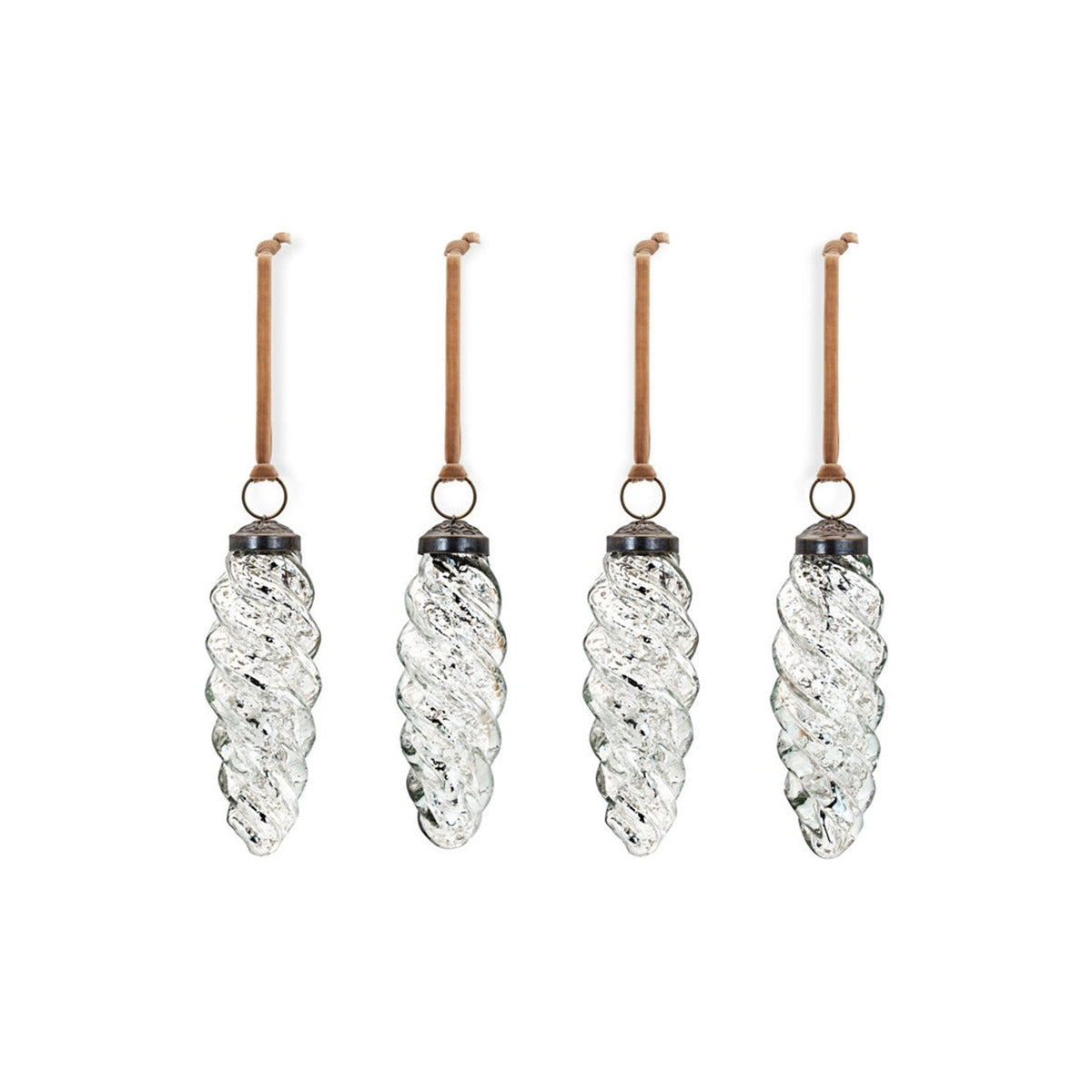 Athardi Drop Baubles - Antique Silver - Set of 4