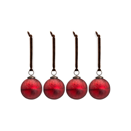 Pannee Round Glass Baubles - Merlot - Set of 4