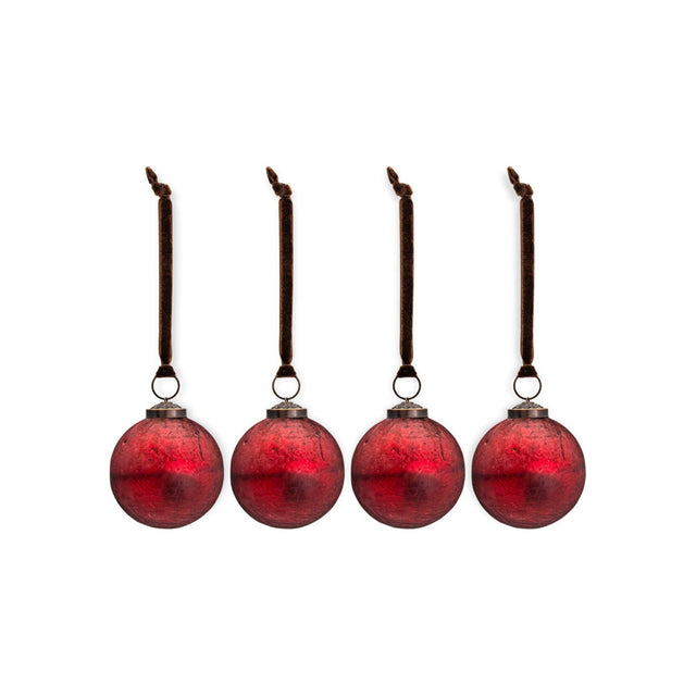 Pannee Round Glass Baubles - Merlot - Set of 4