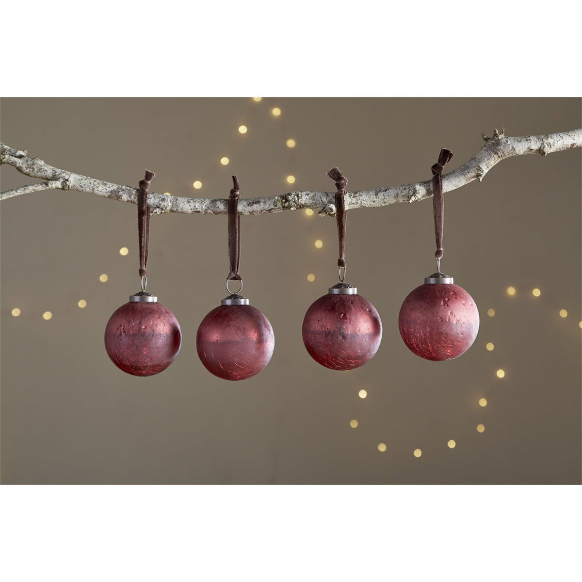 Pannee Round Glass Baubles - Merlot - Set of 4