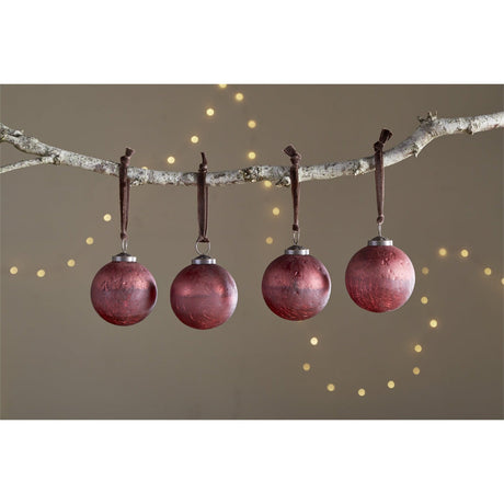 Pannee Round Glass Baubles - Merlot - Set of 4