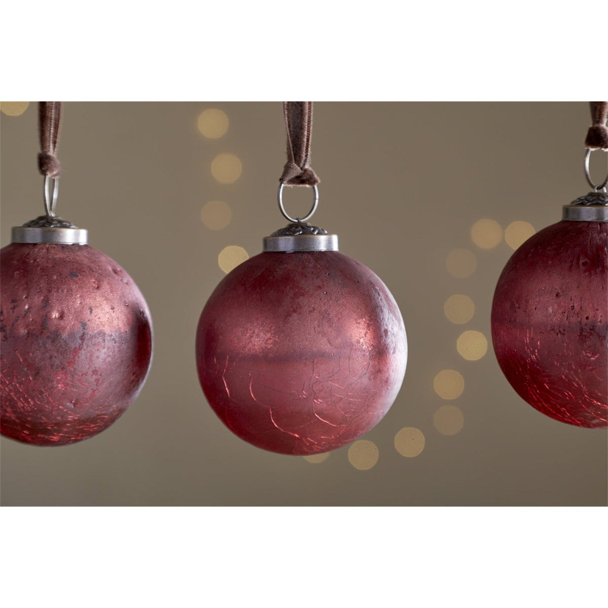 Pannee Round Glass Baubles - Merlot - Set of 4