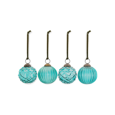 Hara Glass Baubles - Antique Teal - Set of 4