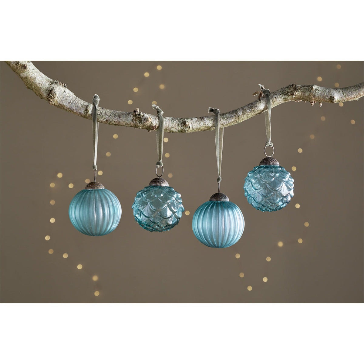 Hara Glass Baubles - Antique Teal - Set of 4
