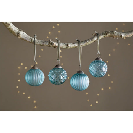Hara Glass Baubles - Antique Teal - Set of 4