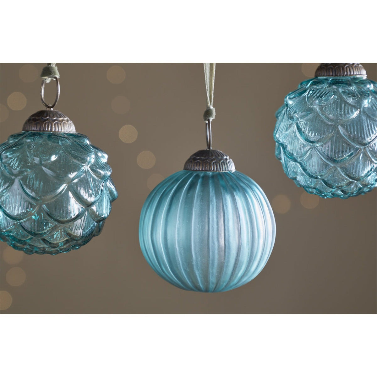 Hara Glass Baubles - Antique Teal - Set of 4